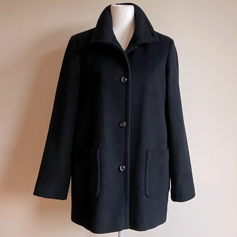 Madison Wool/Angora Classic Black Pea Coat 12